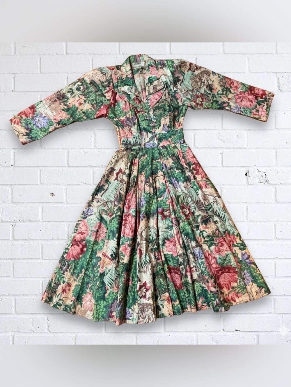 Vintage d.Frank Floral Fit-and-Flare Midi Swing Dress